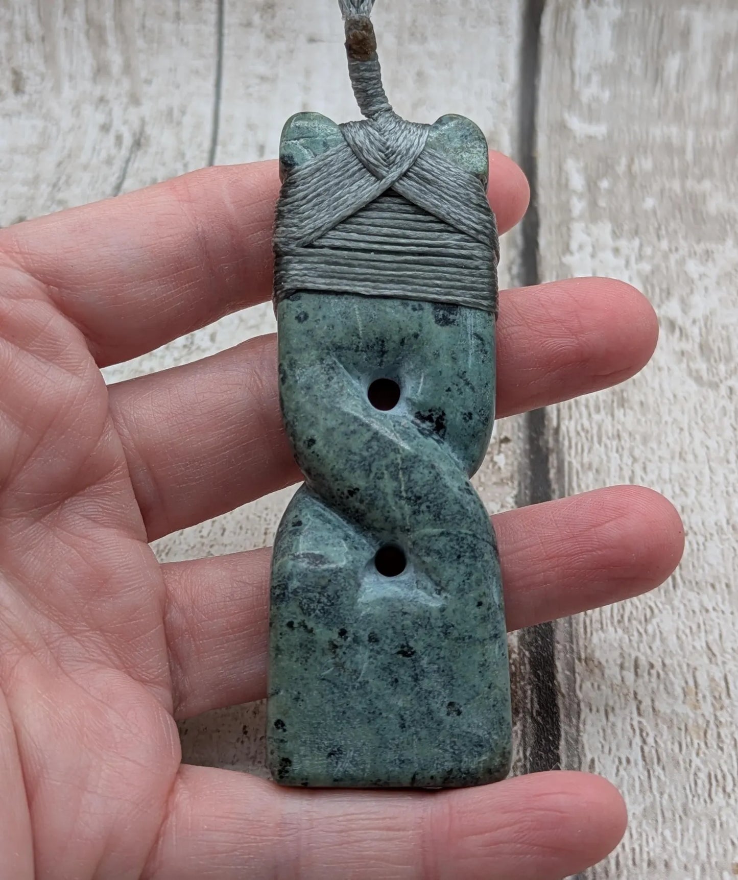 Hand Carved NZ Pounamu Greenstone Pendant – Hei Toki & Pikorua Hybrid Design, Strength, Connection, Māori Statement Jade