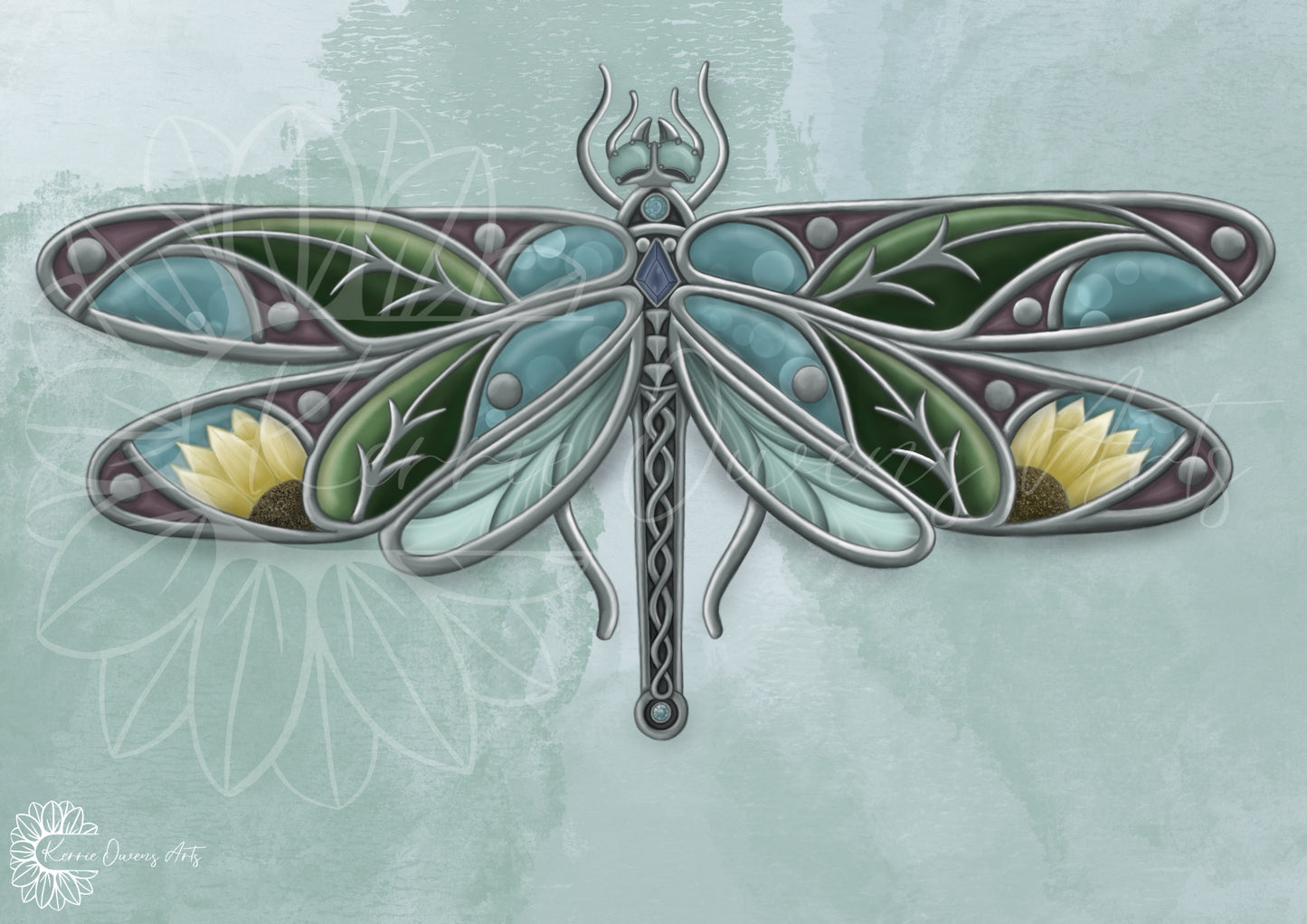 Stained glass dragonfly 2.0 poster print.