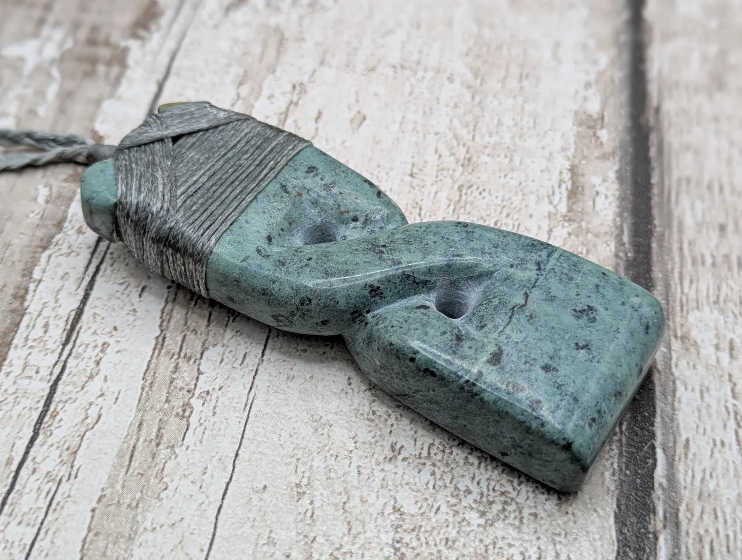 Hand Carved NZ Pounamu Greenstone Pendant – Hei Toki & Pikorua Hybrid Design, Strength, Connection, Māori Statement Jade