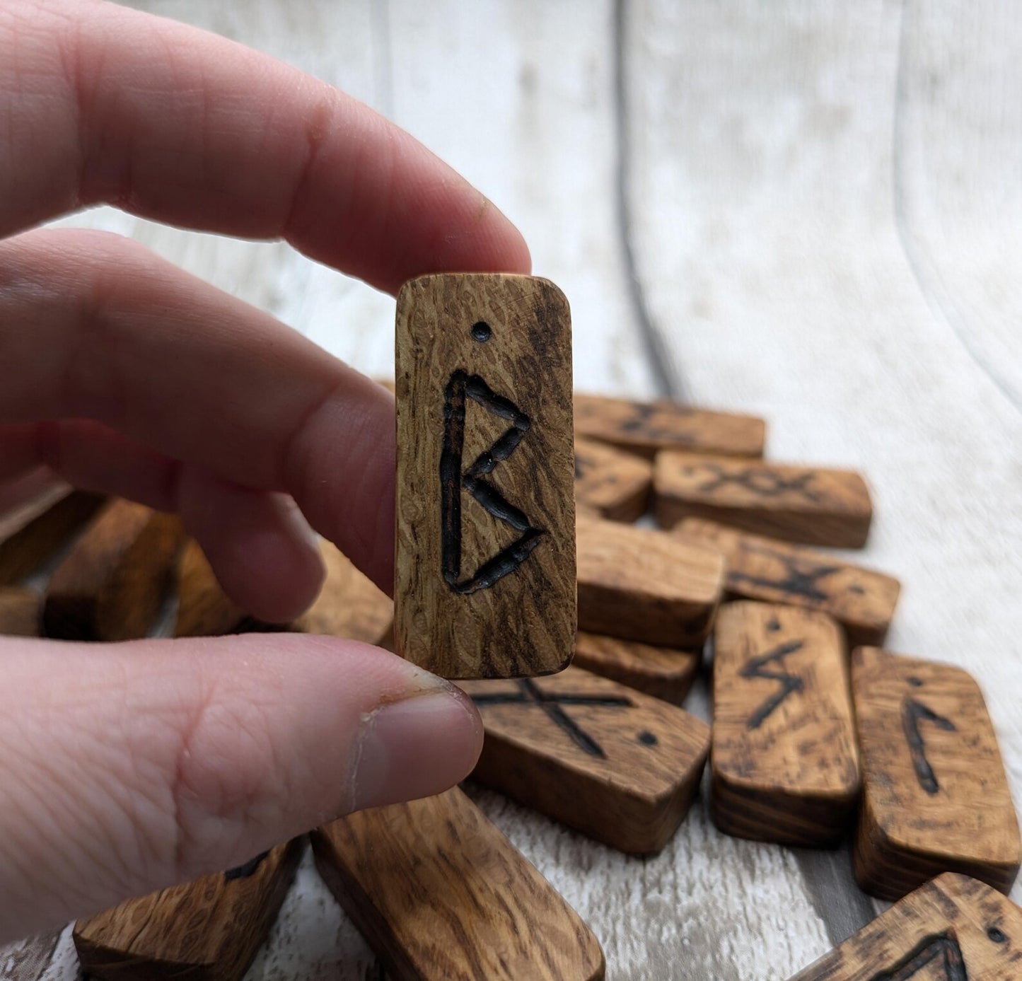 Olive wood elder futhark rune set