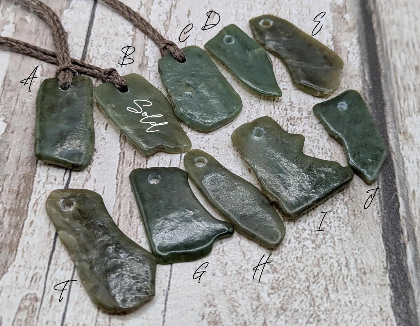 Tumble polished New Zealand Pounamu Jade Necklace – Raw Greenstone Offcut crystal Pendant on Cord, simple spiritual jewellery.