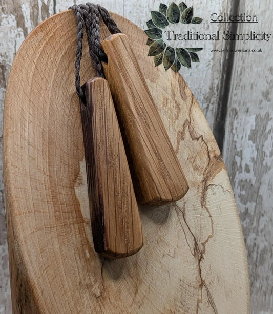 Whiskey barrel stave oak wood roimata tear drop pendant