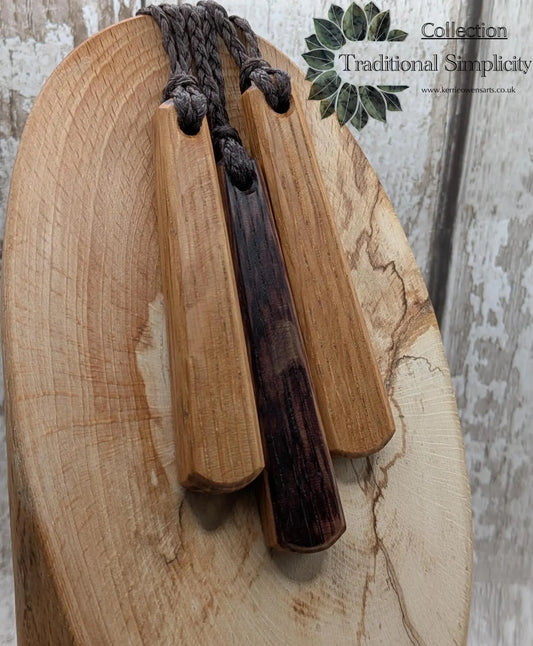 Whiskey barrel oak wood roimata teardrop pendant.