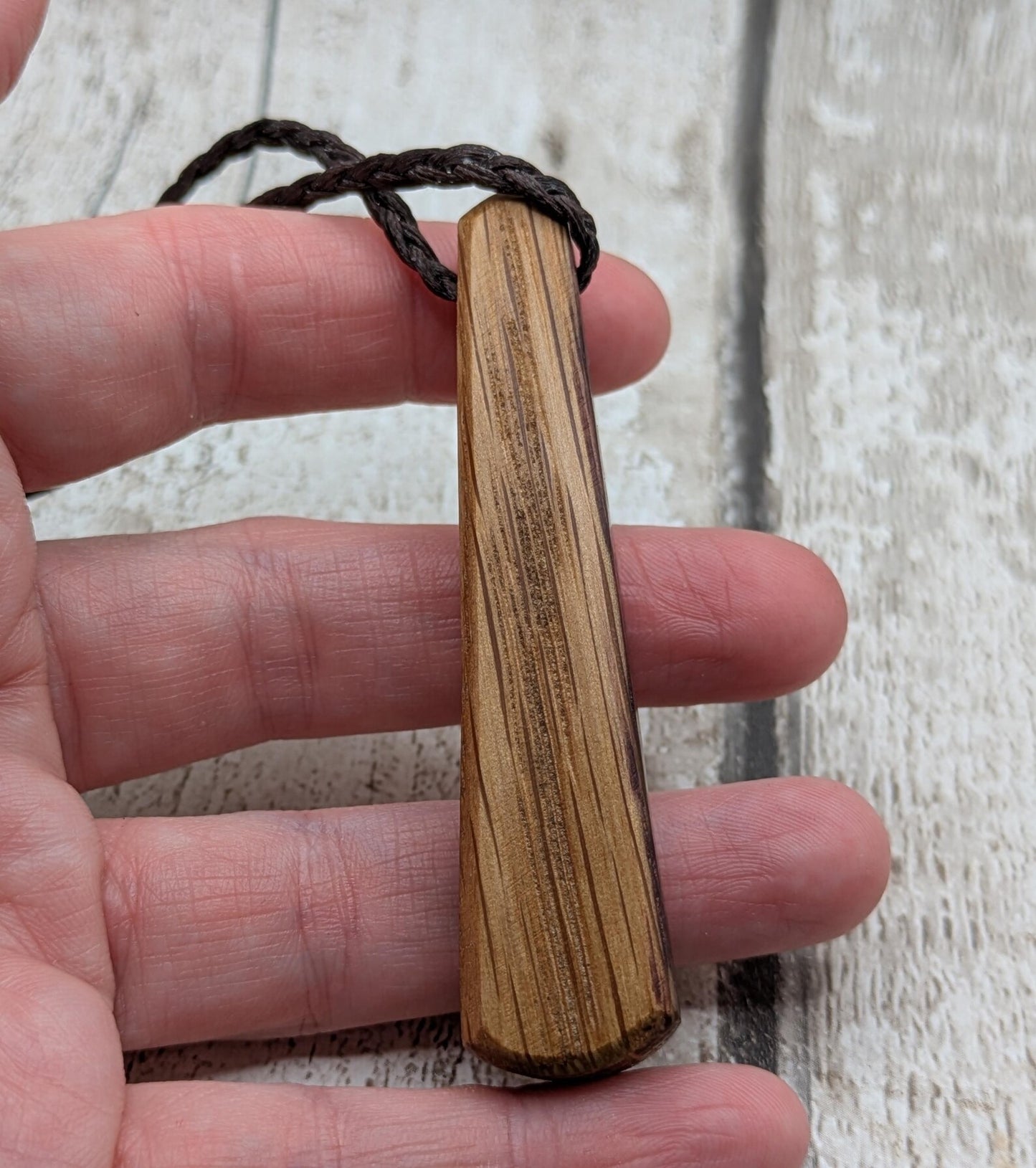 Whiskey barrel stave oak wood roimata tear drop pendant