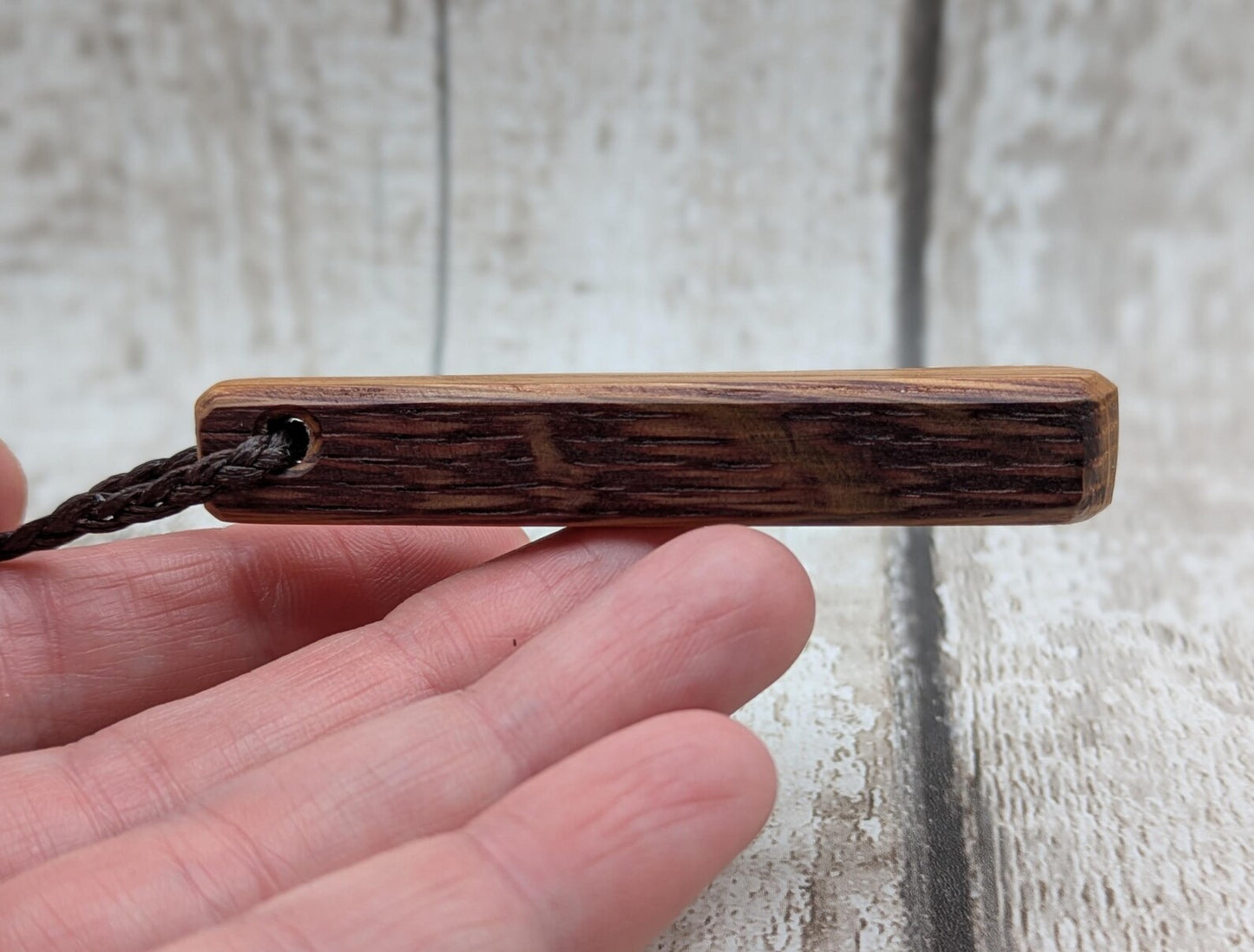 Whiskey barrel stave oak wood roimata tear drop pendant