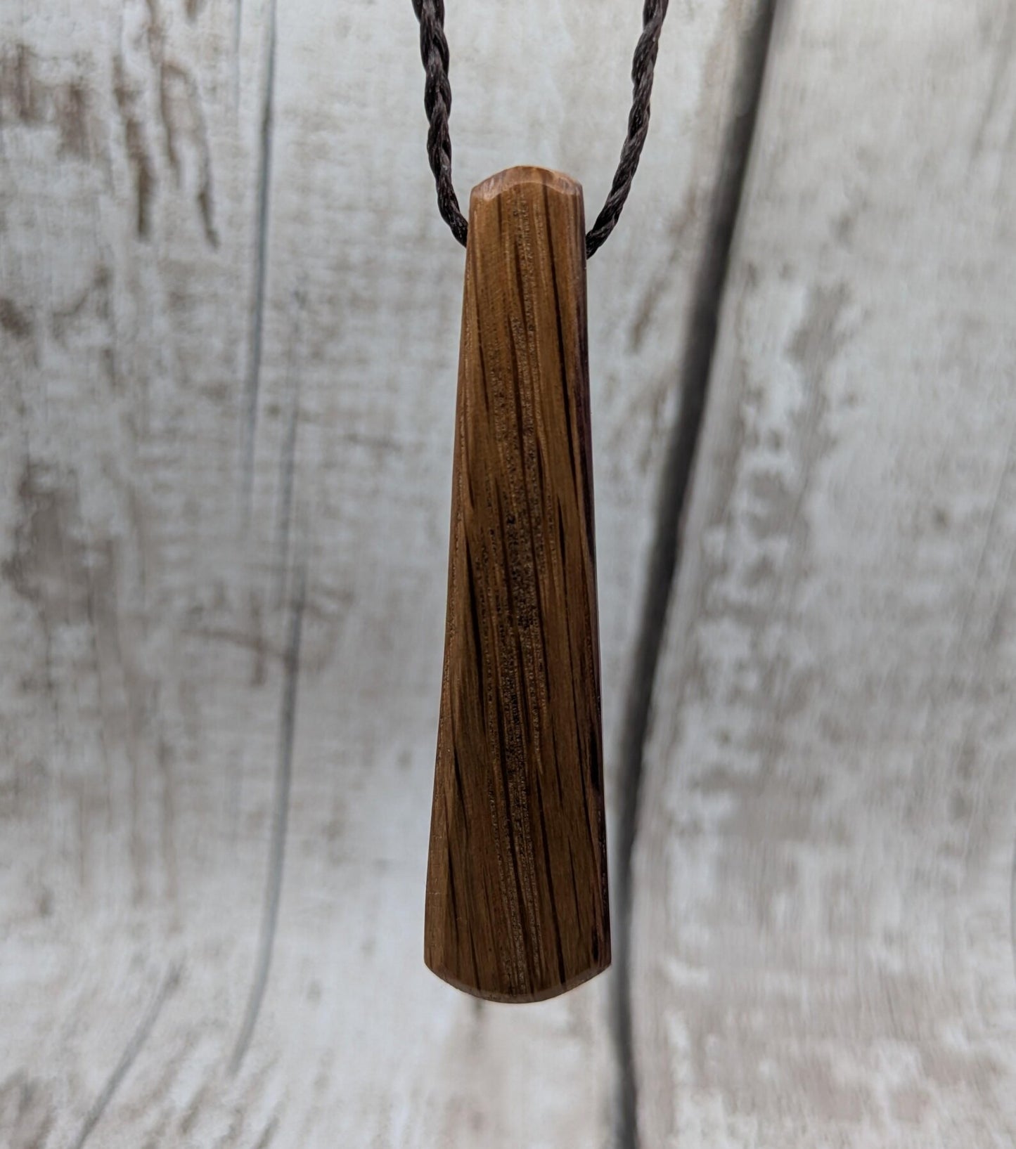 Whiskey barrel stave oak wood roimata tear drop pendant