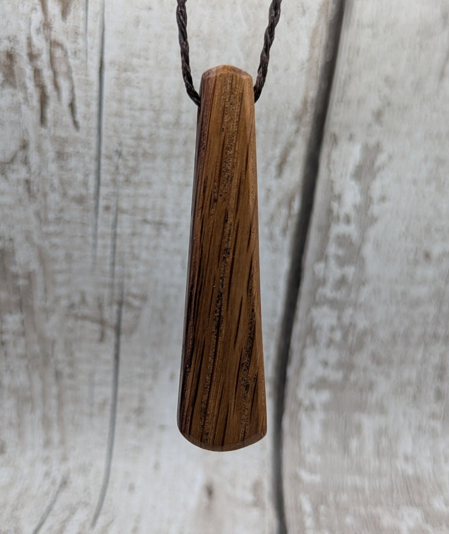 Whiskey barrel stave oak wood roimata tear drop pendant