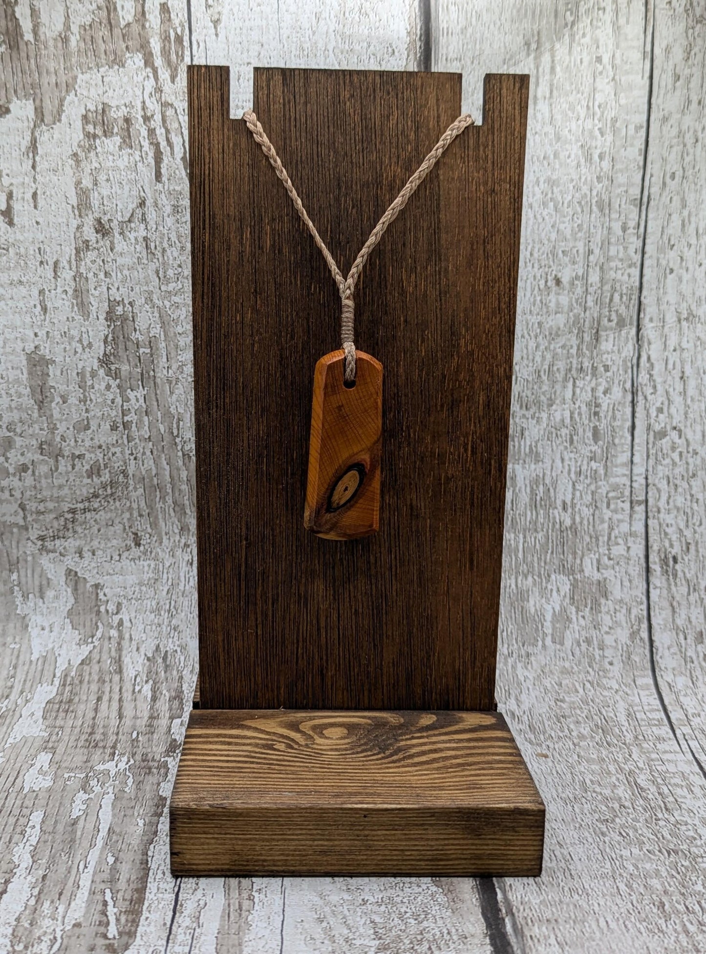 Chunky yew wood roimata tear drop pendant.