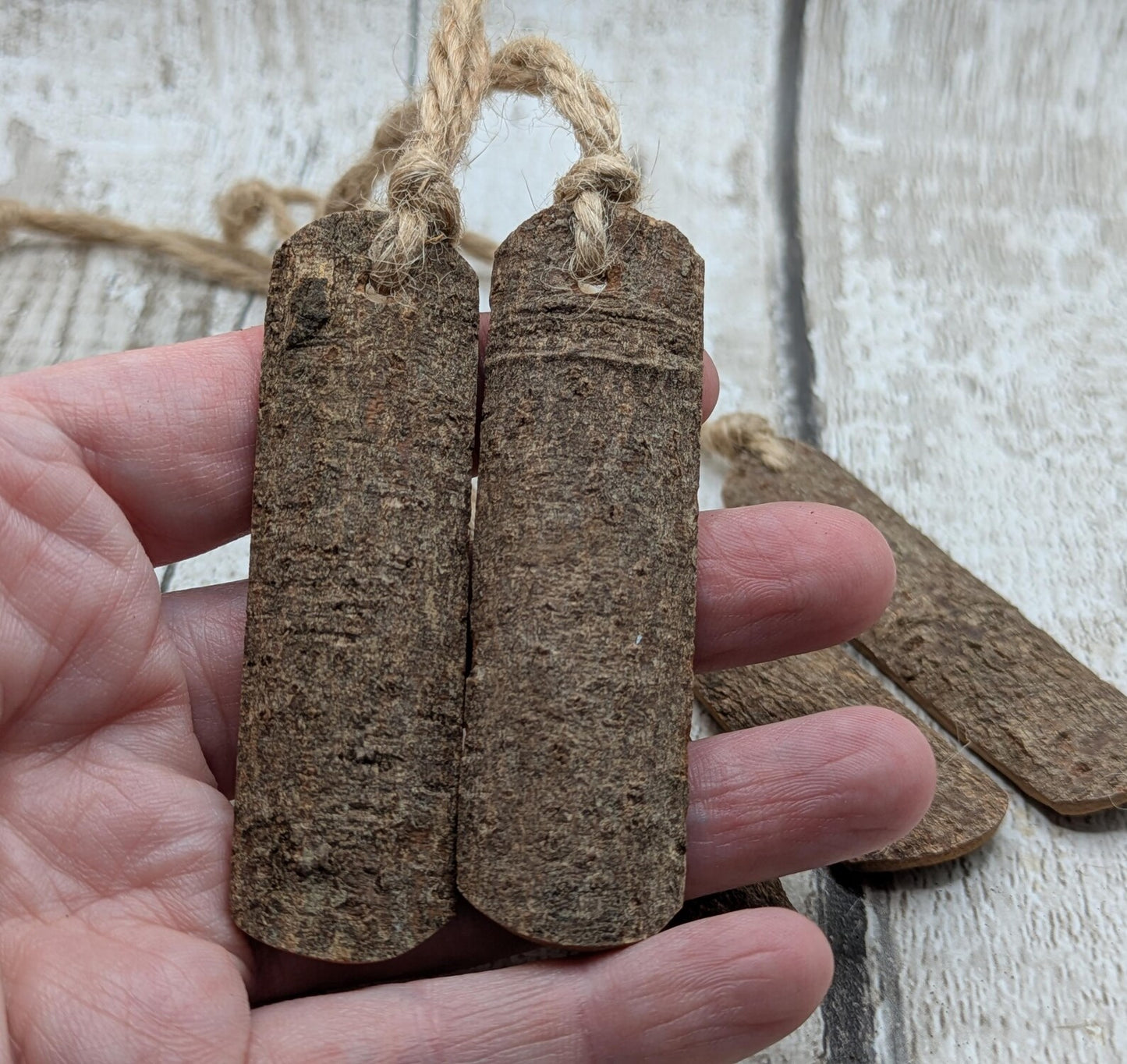 5 pack large cinnamon bark seasonal hanging decoration.