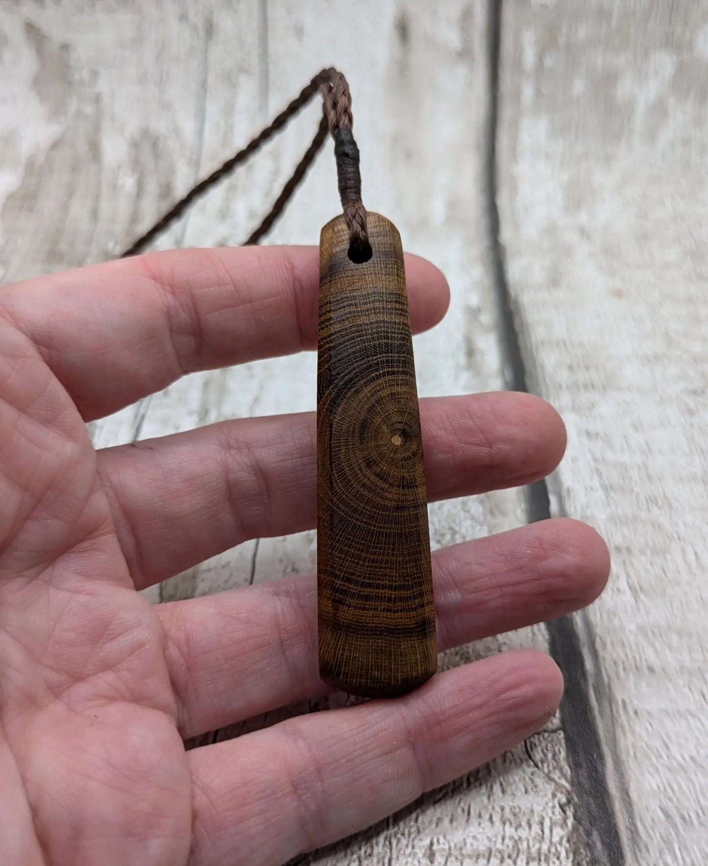 Laburnum wood roimata drop pendant.