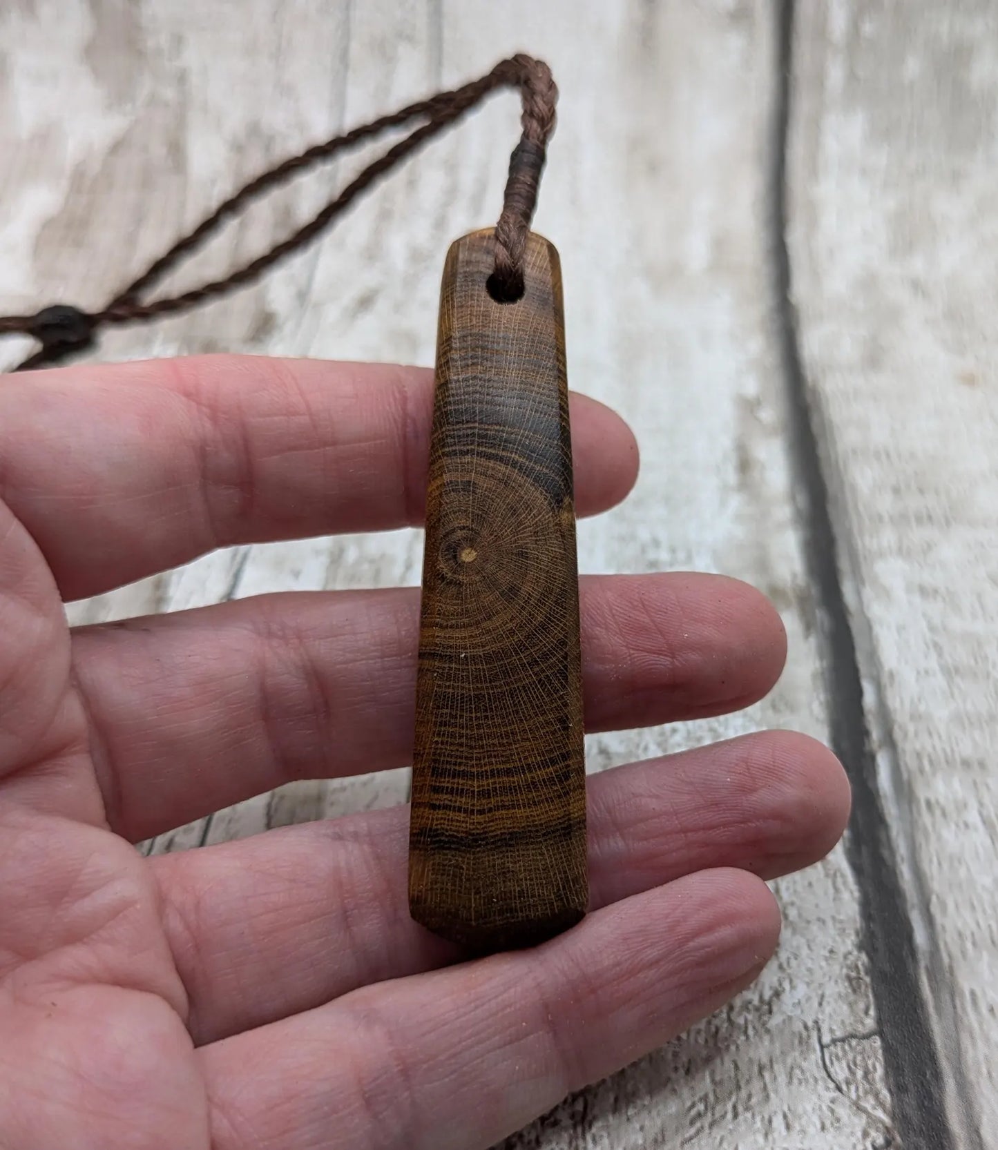 Laburnum wood roimata drop pendant.