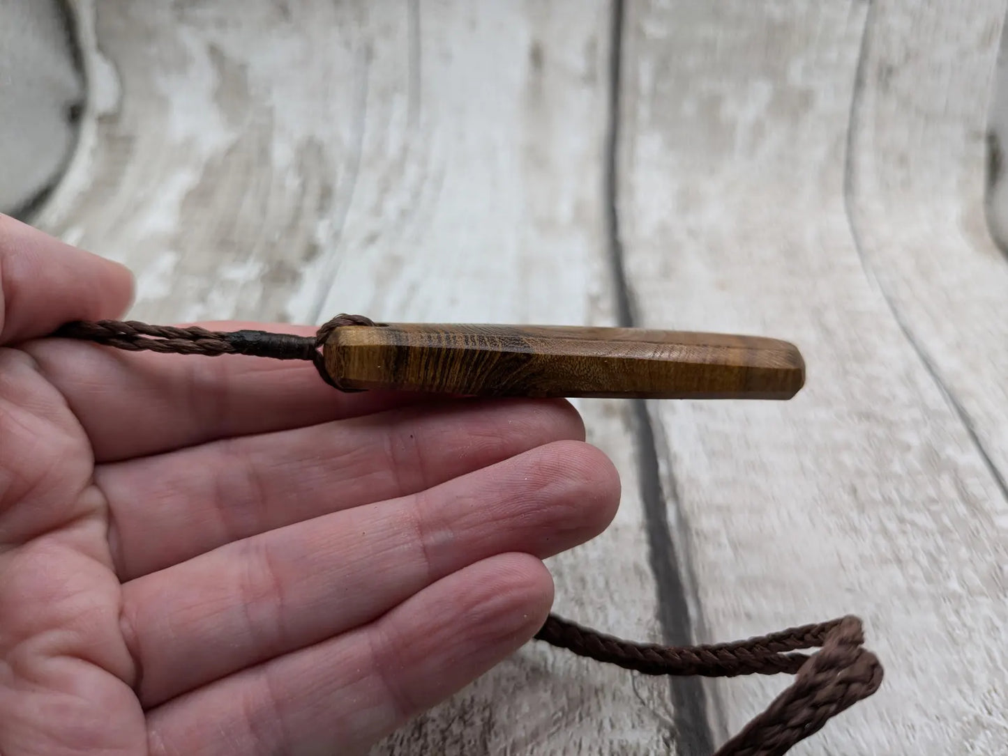 Laburnum wood roimata drop pendant.