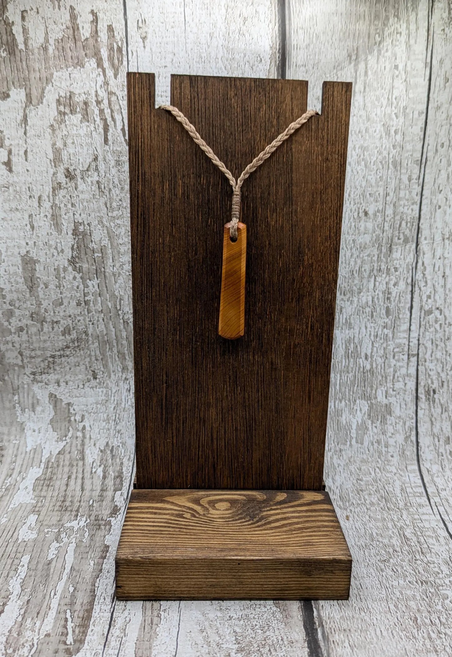 Yew wood roimata drop pendant.