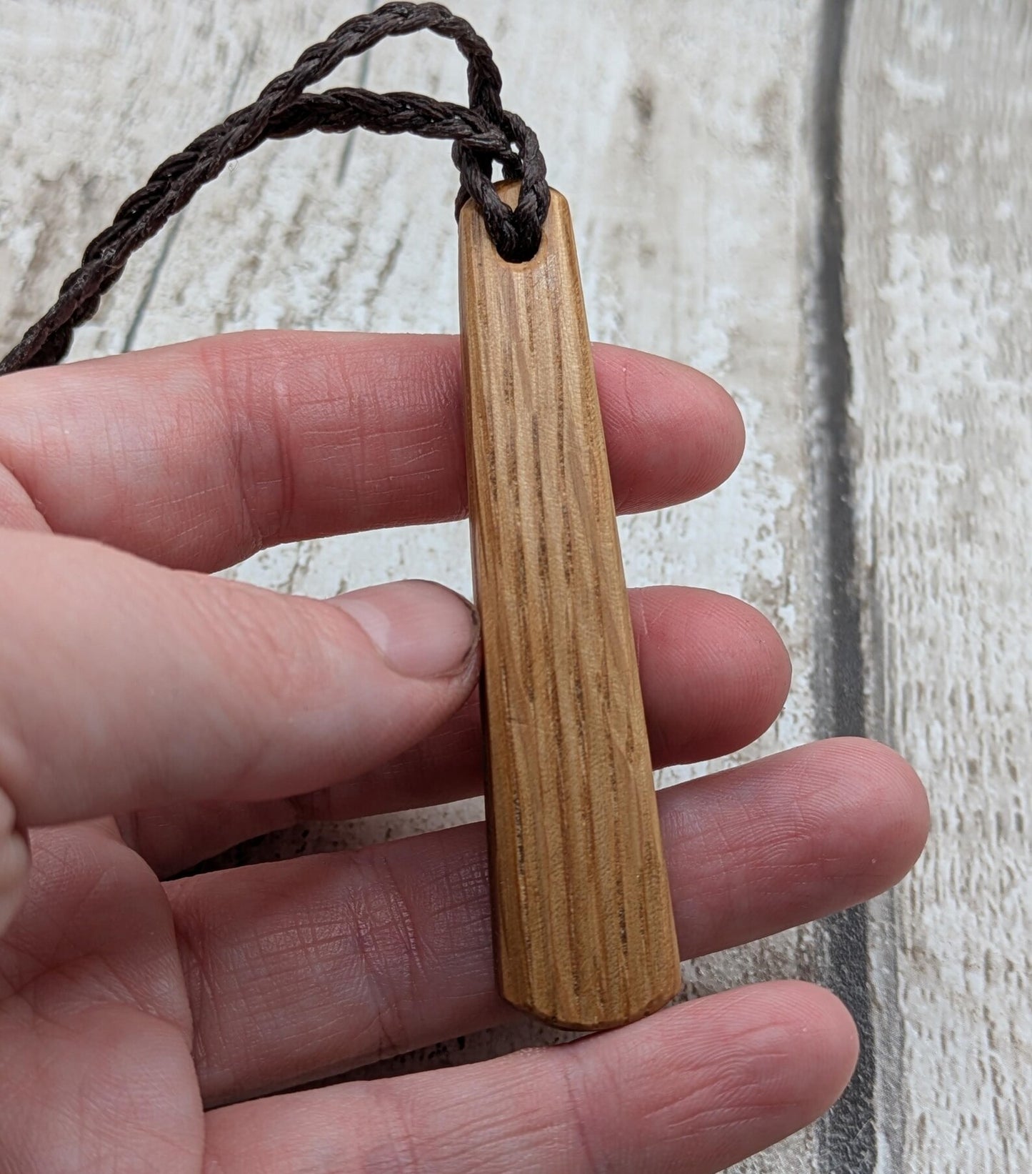 whiskey barrel oak wood recycled roimata teardrop pendant