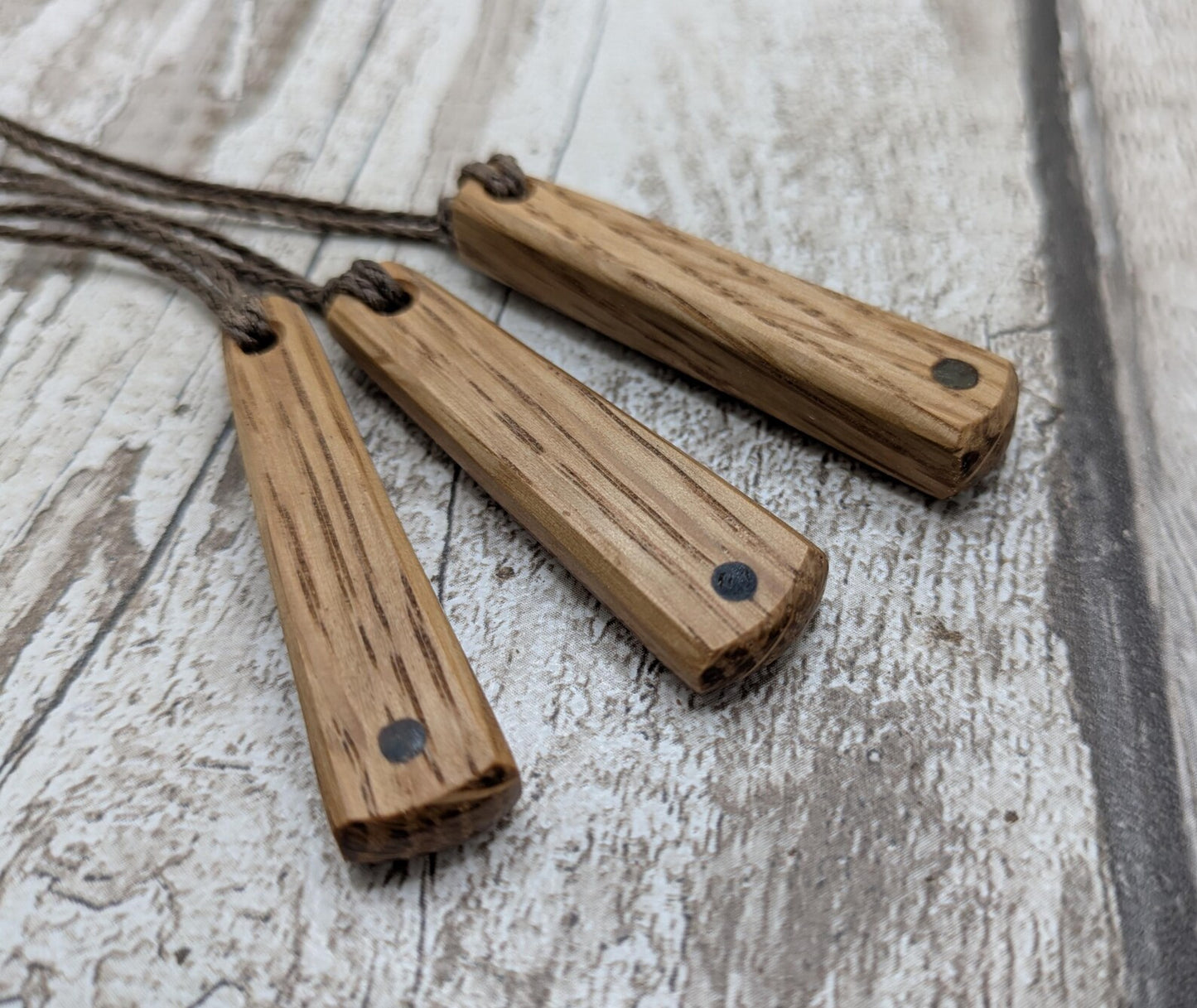 Whiskey Barrel Oak stave teardrop Necklace – Handcarved with Moldavite inlay | Eco Reclaimed and up cycled roimata Wooden unisex Jewellery.