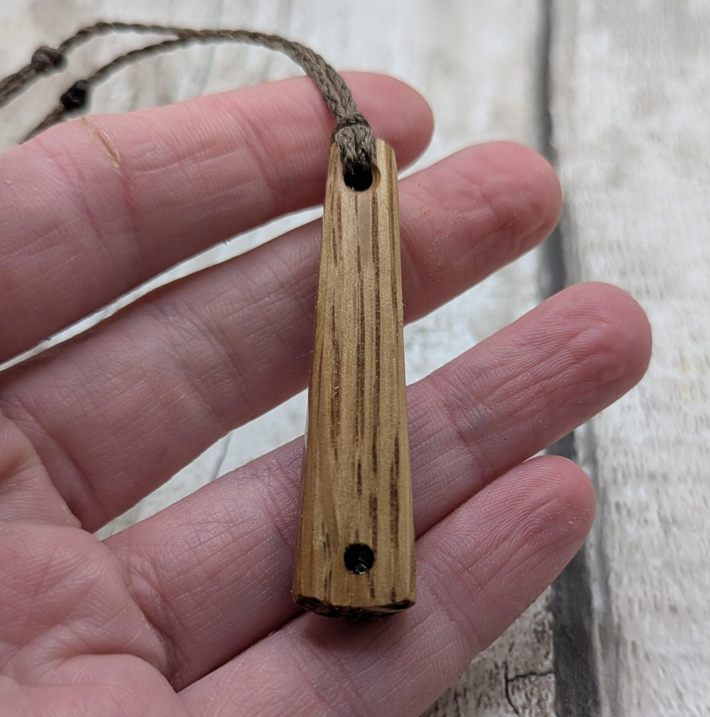 Whiskey Barrel Oak stave teardrop Necklace – Handcarved with Moldavite inlay | Eco Reclaimed and up cycled roimata Wooden unisex Jewellery.