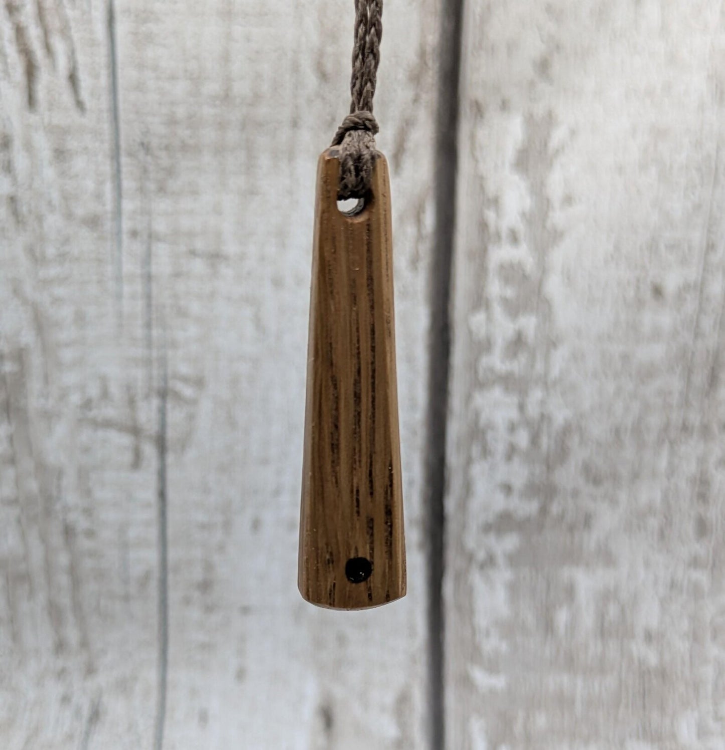 Whiskey Barrel Oak stave teardrop Necklace – Handcarved with Moldavite inlay | Eco Reclaimed and up cycled roimata Wooden unisex Jewellery.