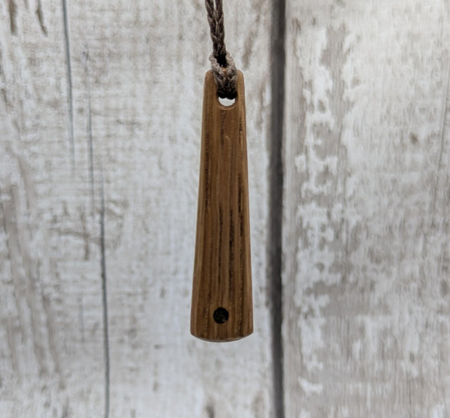 Whiskey Barrel Oak stave teardrop Necklace – Handcarved with Moldavite inlay | Eco Reclaimed and up cycled roimata Wooden unisex Jewellery.