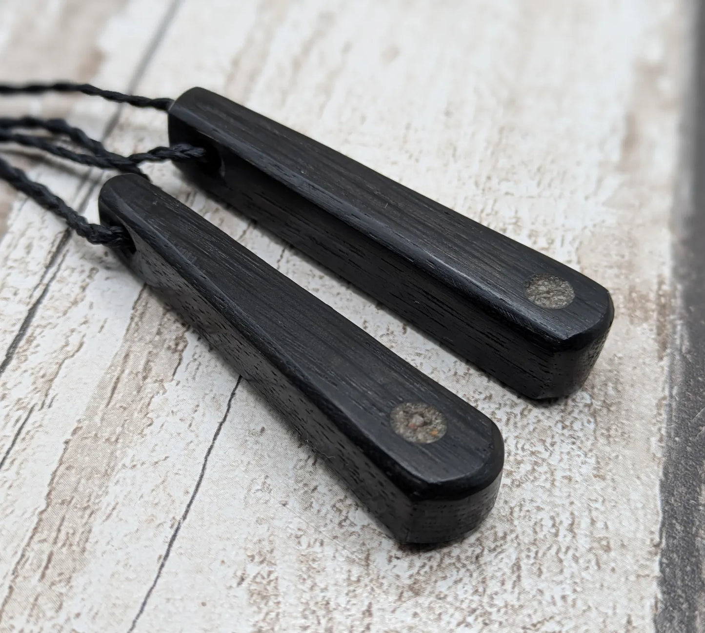 Fenland Bog Oak Roimata Pendant with Avebury Sarsen Inlay – Ancient Talisman | Wiccan, Druidic, or Pagan spiritual Ancestral Jewellery.