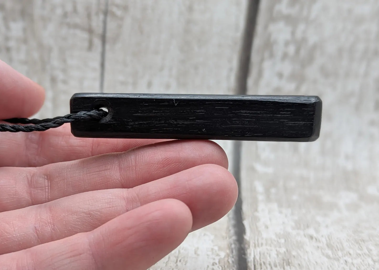 Fenland Bog Oak Roimata Pendant with Avebury Sarsen Inlay – Ancient Talisman | Wiccan, Druidic, or Pagan spiritual Ancestral Jewellery.