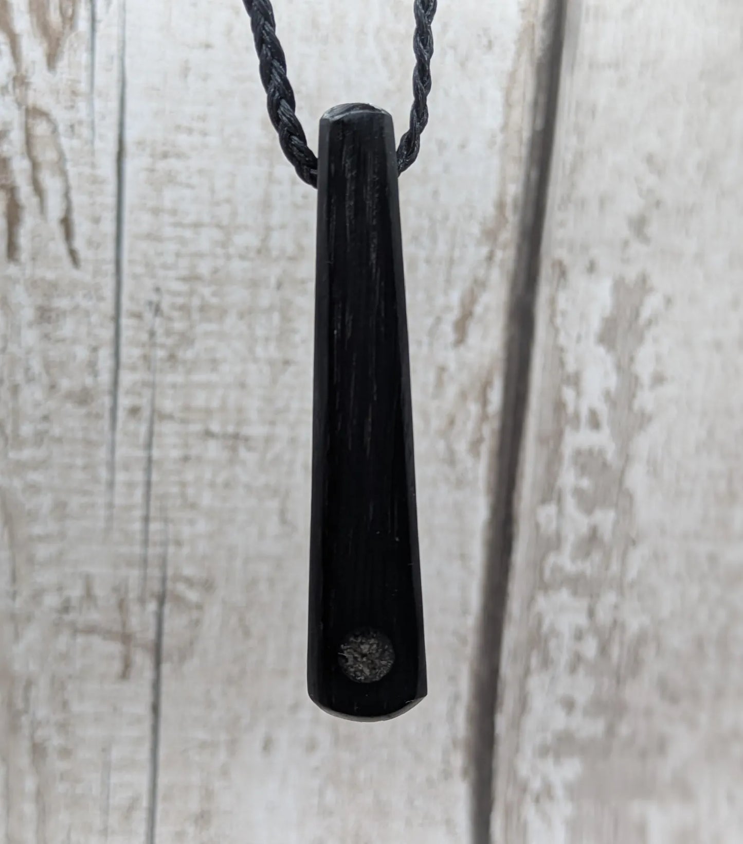 Fenland Bog Oak Roimata Pendant with Avebury Sarsen Inlay – Ancient Talisman | Wiccan, Druidic, or Pagan spiritual Ancestral Jewellery.