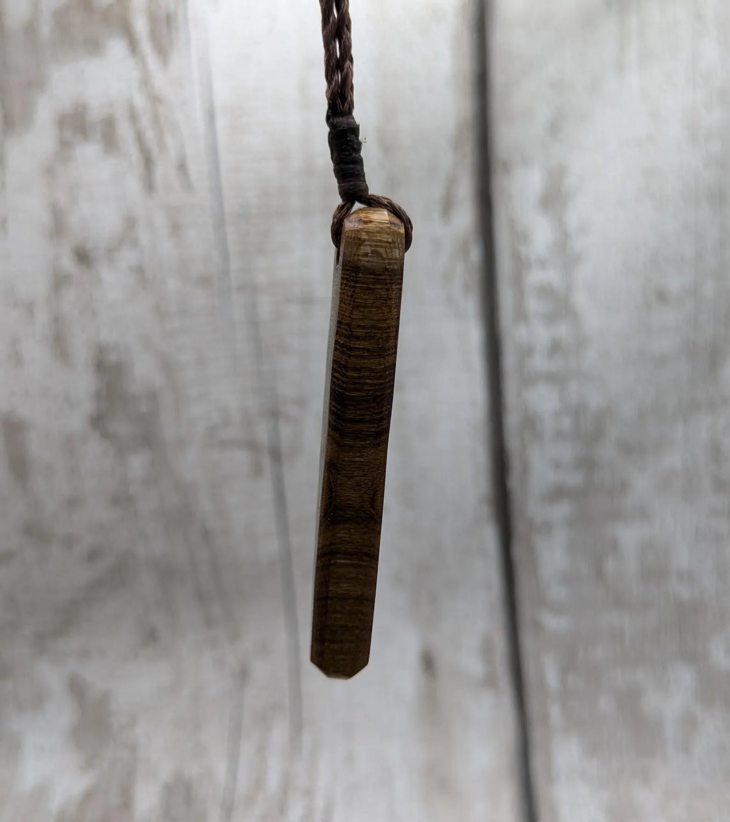 Laburnum wood roimata teardrop pendant with freshwater Pearl and copper.