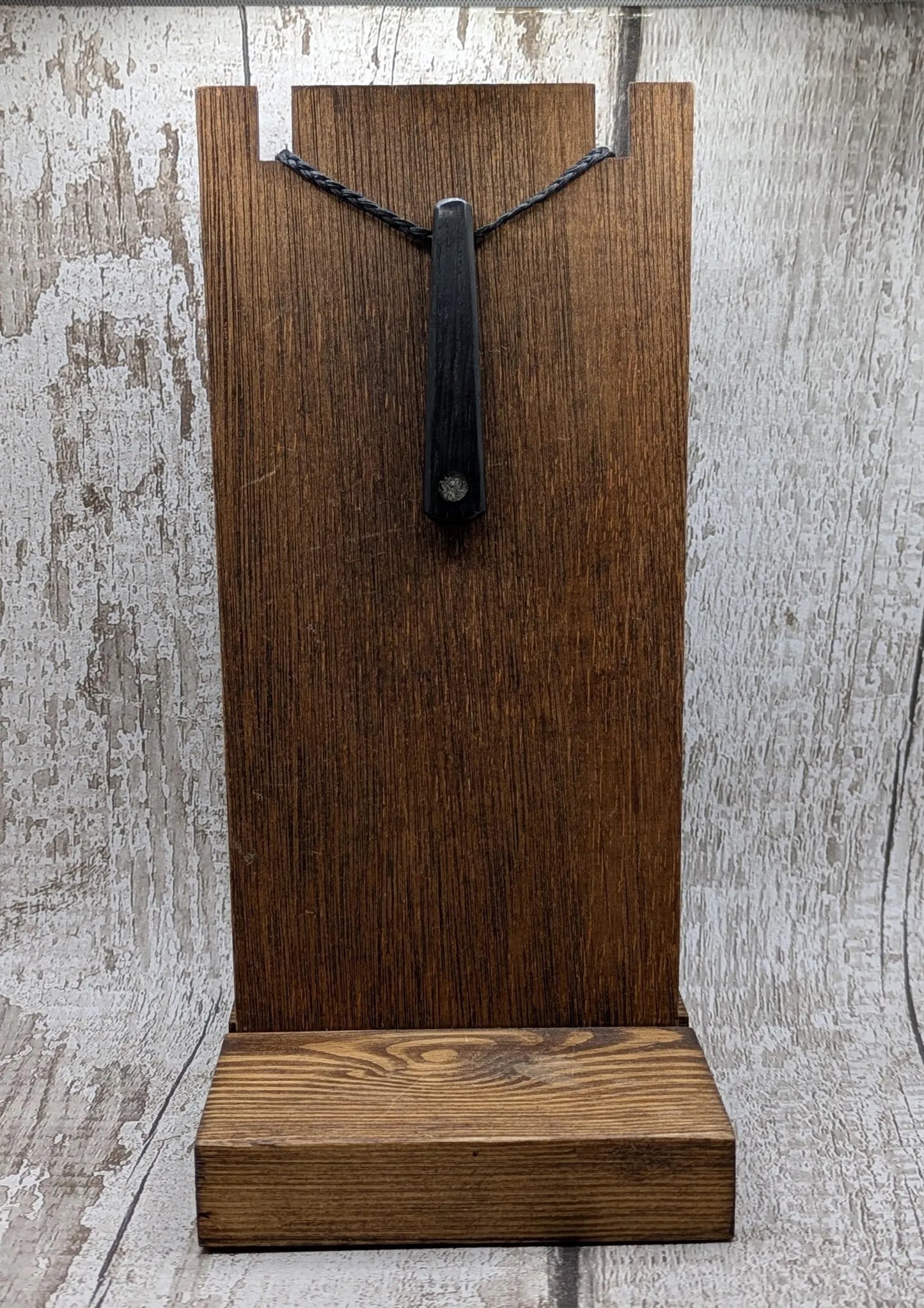 Fenland Bog Oak Roimata Pendant with Avebury Sarsen Inlay – Ancient Talisman | Wiccan, Druidic, or Pagan spiritual Ancestral Jewellery.