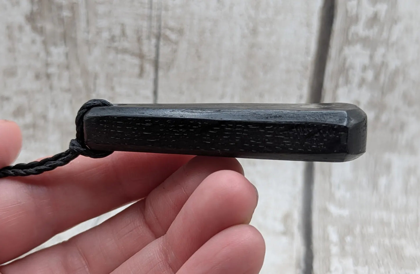 Fenland Bog Oak Roimata Pendant with Avebury Sarsen Inlay – Ancient Talisman | Wiccan, Druidic, or Pagan spiritual Ancestral Jewellery.