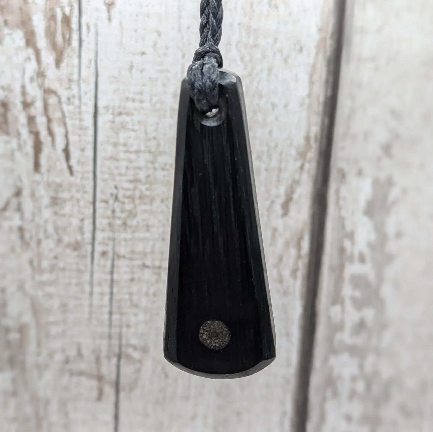 Fenland Bog Oak Roimata Pendant with Avebury Sarsen Inlay – Ancient Talisman | Wiccan, Druidic, or Pagan spiritual Ancestral Jewellery.