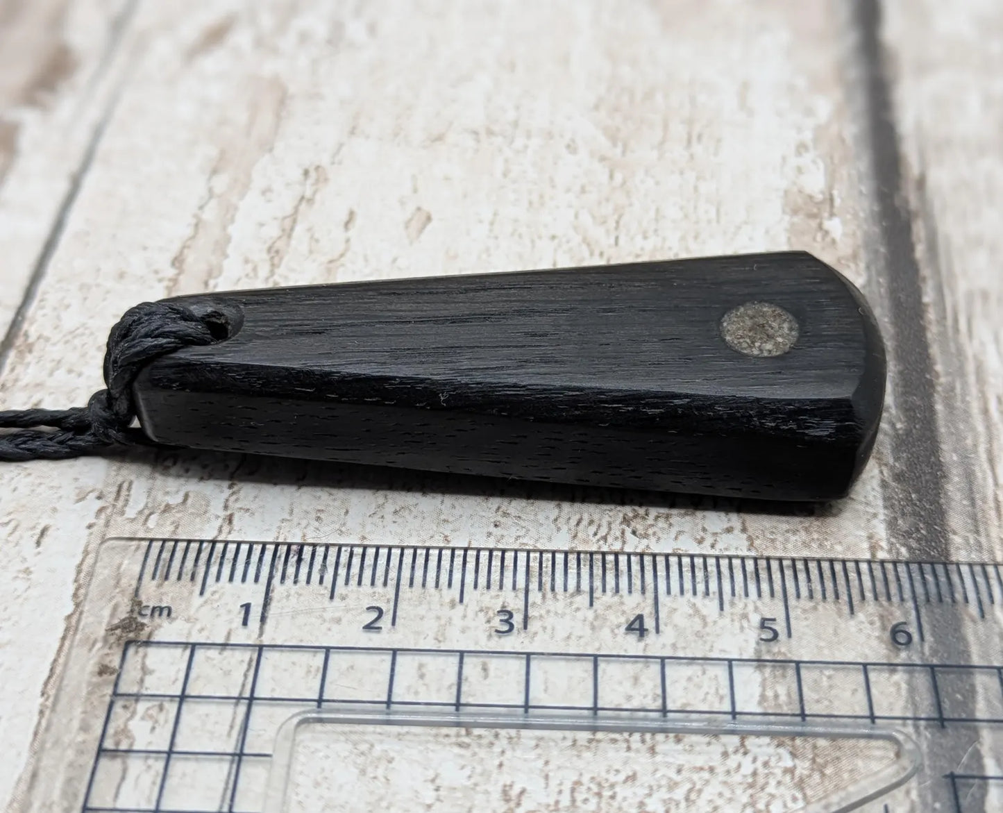 Fenland Bog Oak Roimata Pendant with Avebury Sarsen Inlay – Ancient Talisman | Wiccan, Druidic, or Pagan spiritual Ancestral Jewellery.