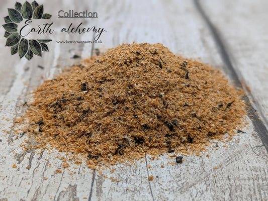 Yew wood and bog oak saw dust pouch.