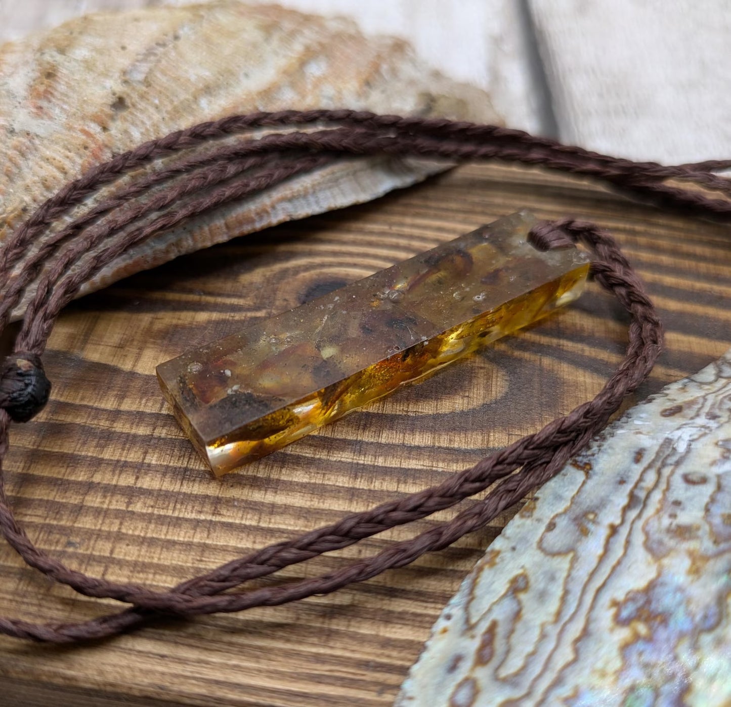 Baltic Amber resin cast pendant.