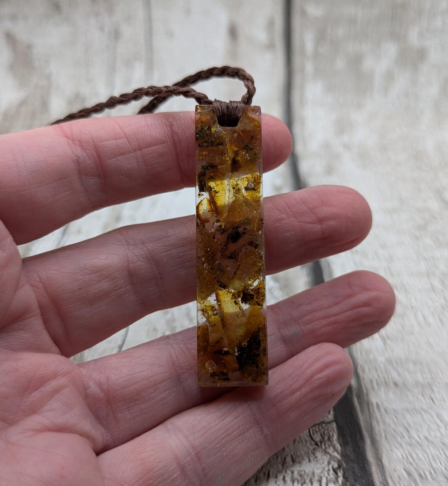 Baltic Amber resin cast pendant.