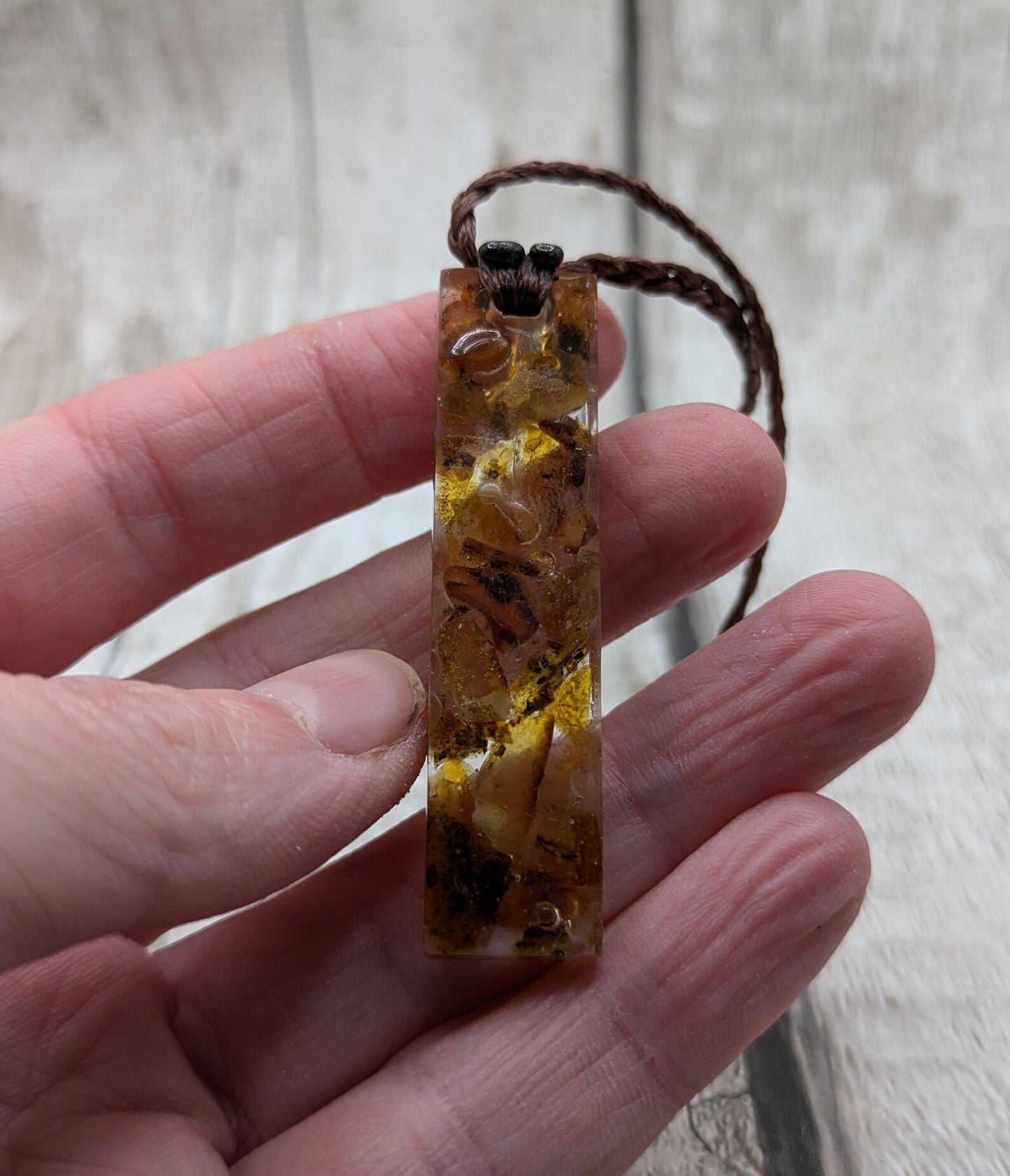 Baltic Amber resin cast pendant.