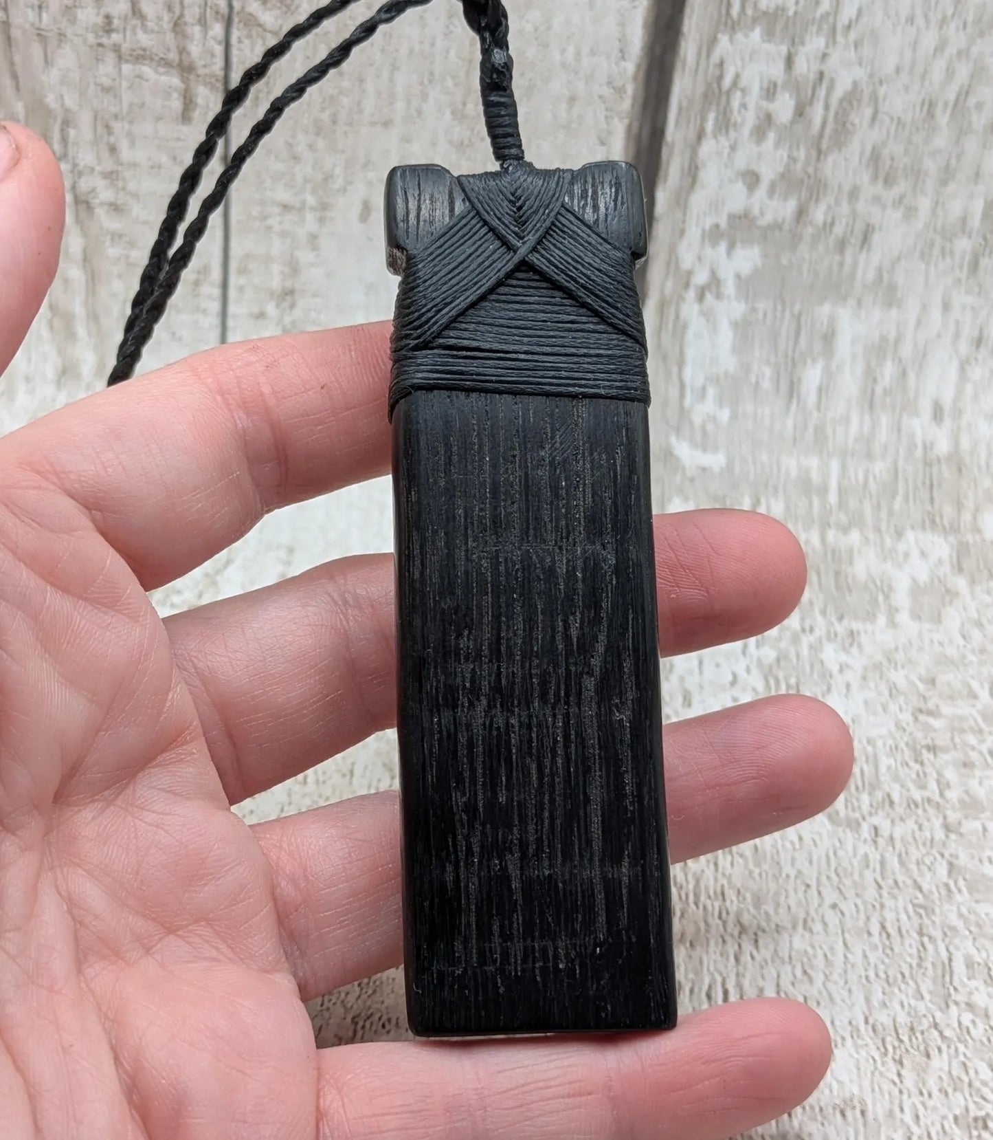 Fenland bog oak wood pendant hei toki adze with pāua shell and pounamu - Māori Inspired Adze, Ancient British Wood.