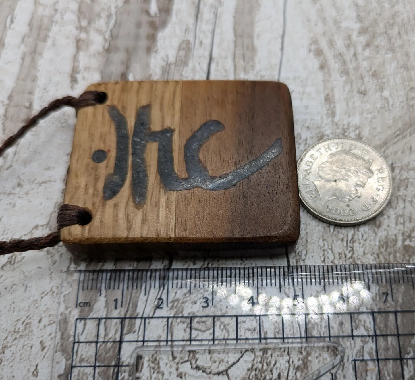 Oak and walnut throat chakra, blue kyanite Christmas decorations.
