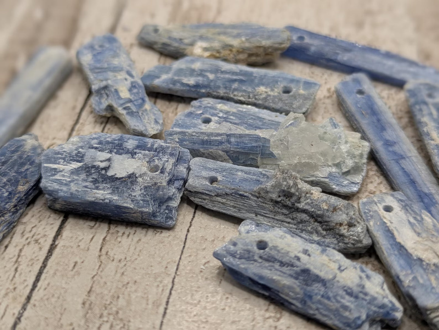14 chunky small blue kyanite beads.