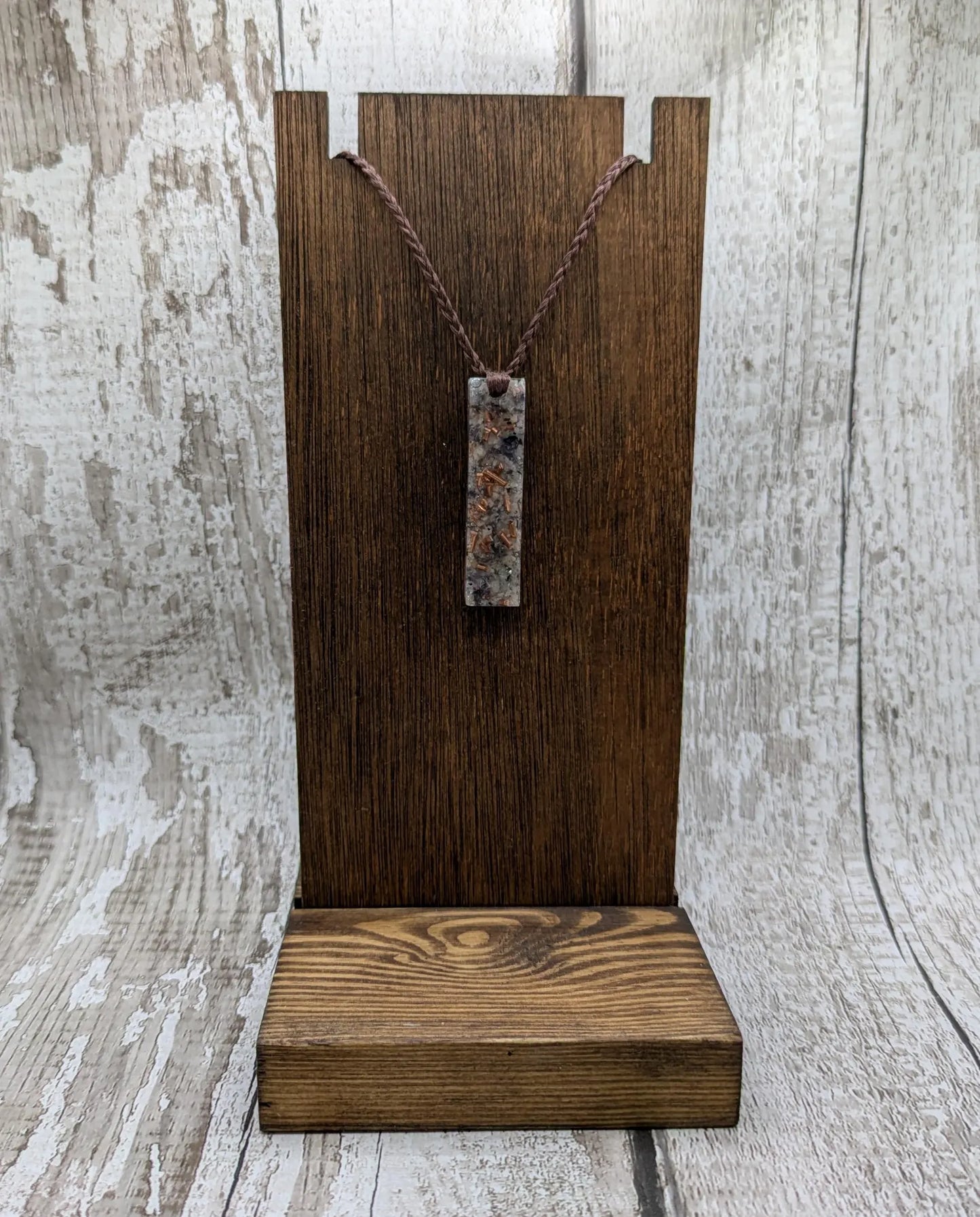 Sunstone, Iolite and copper pendant.