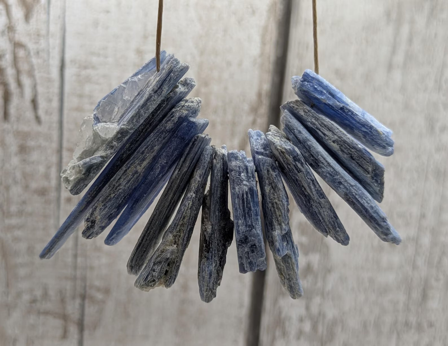 14 chunky small blue kyanite beads.