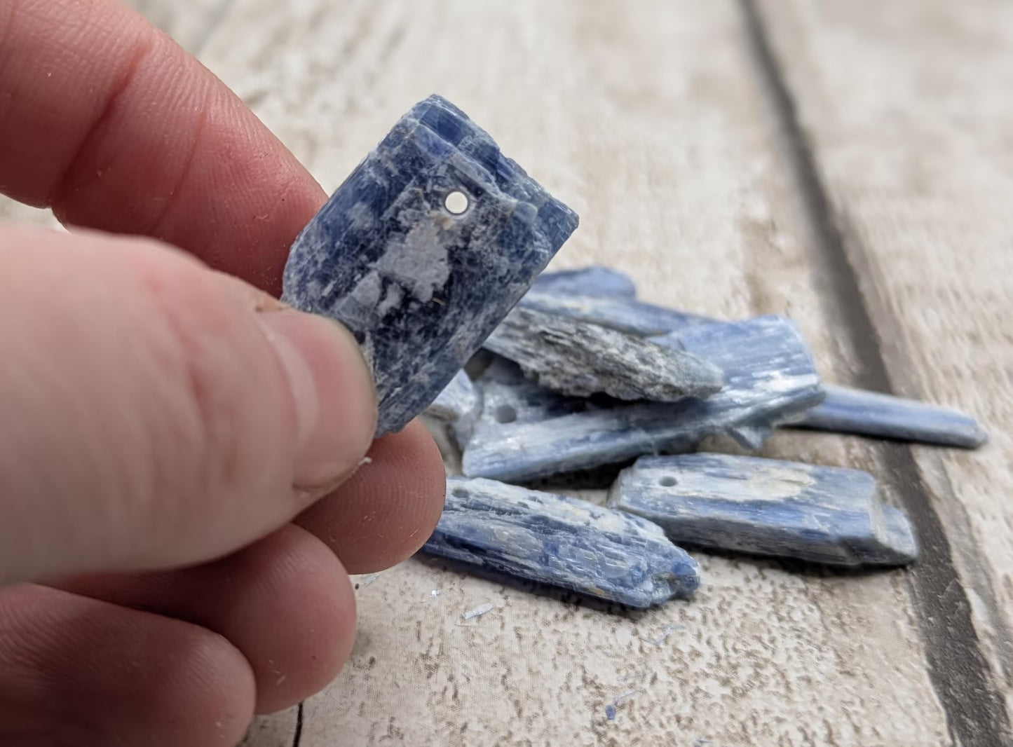 14 chunky small blue kyanite beads.
