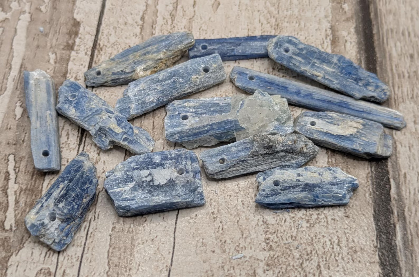 14 chunky small blue kyanite beads.