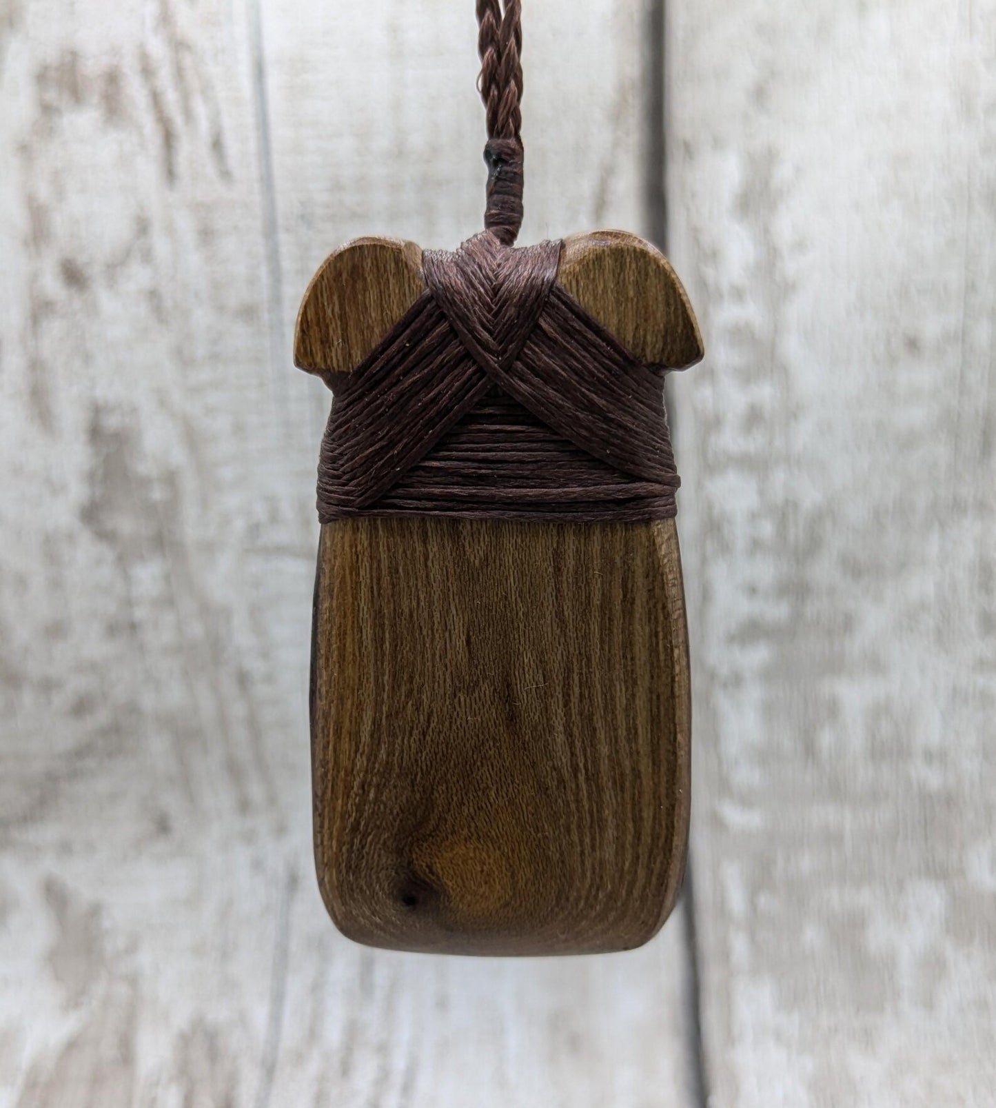 Laburnum wood, live edge, hey Toki adze pendant.