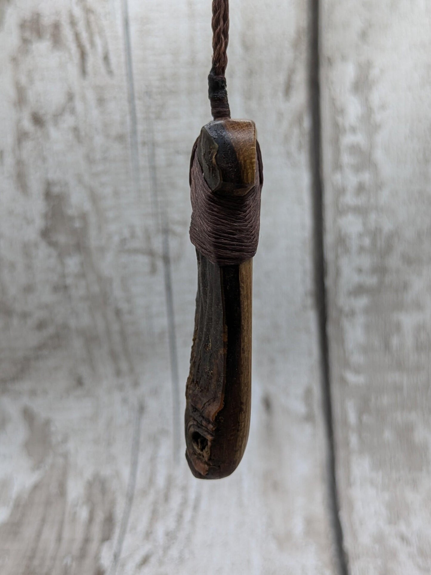 Laburnum wood, live edge, hey Toki adze pendant.