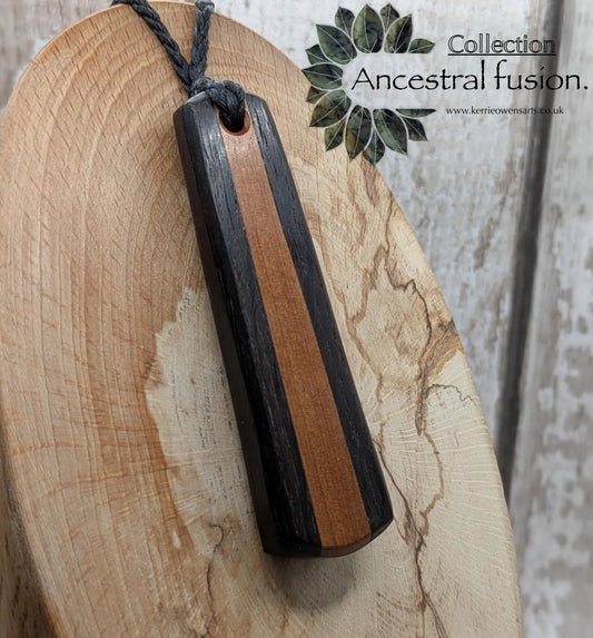 Fenland bog oak and swamp Kauri roimata teardrop pendant.