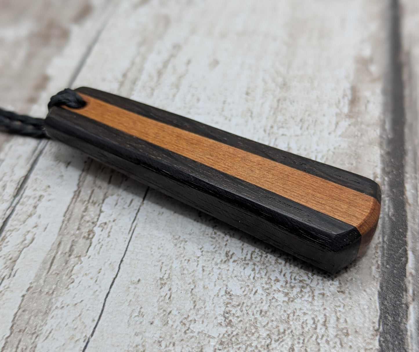 Fenland bog oak and swamp Kauri roimata teardrop pendant.