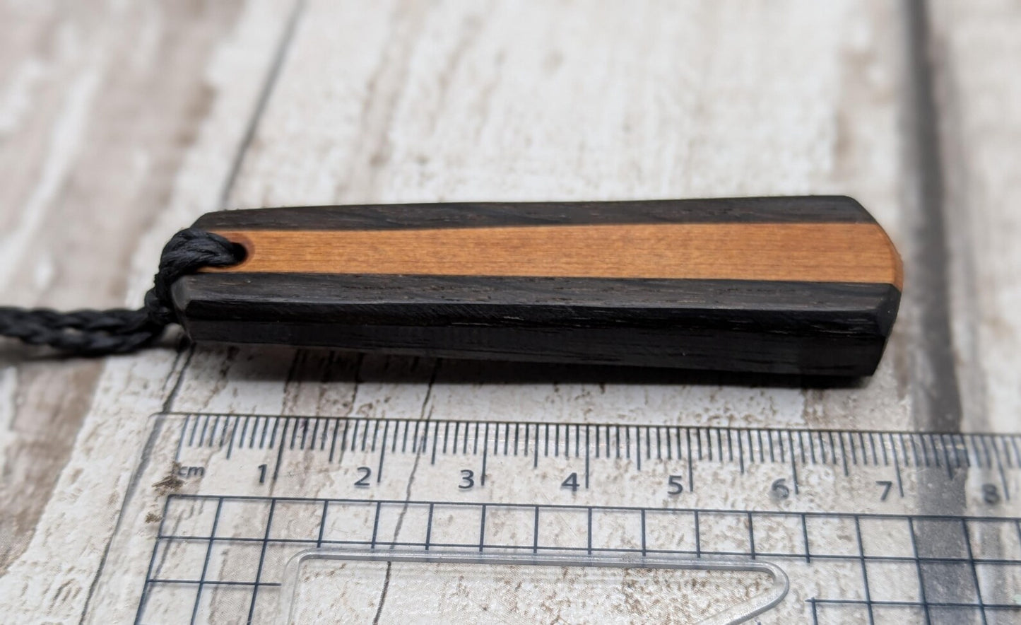 Fenland bog oak and swamp Kauri roimata teardrop pendant.