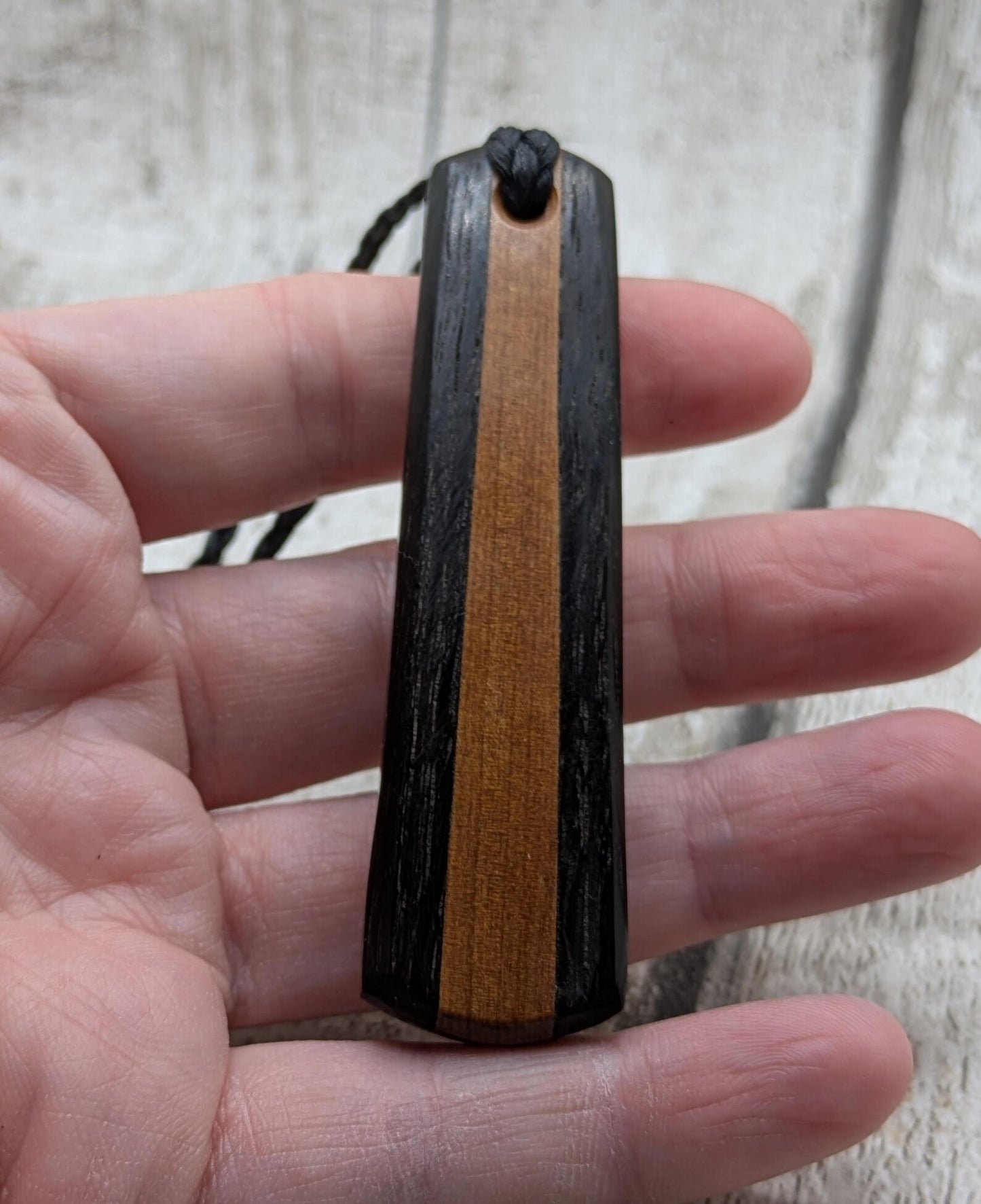 Fenland bog oak and swamp Kauri roimata teardrop pendant.