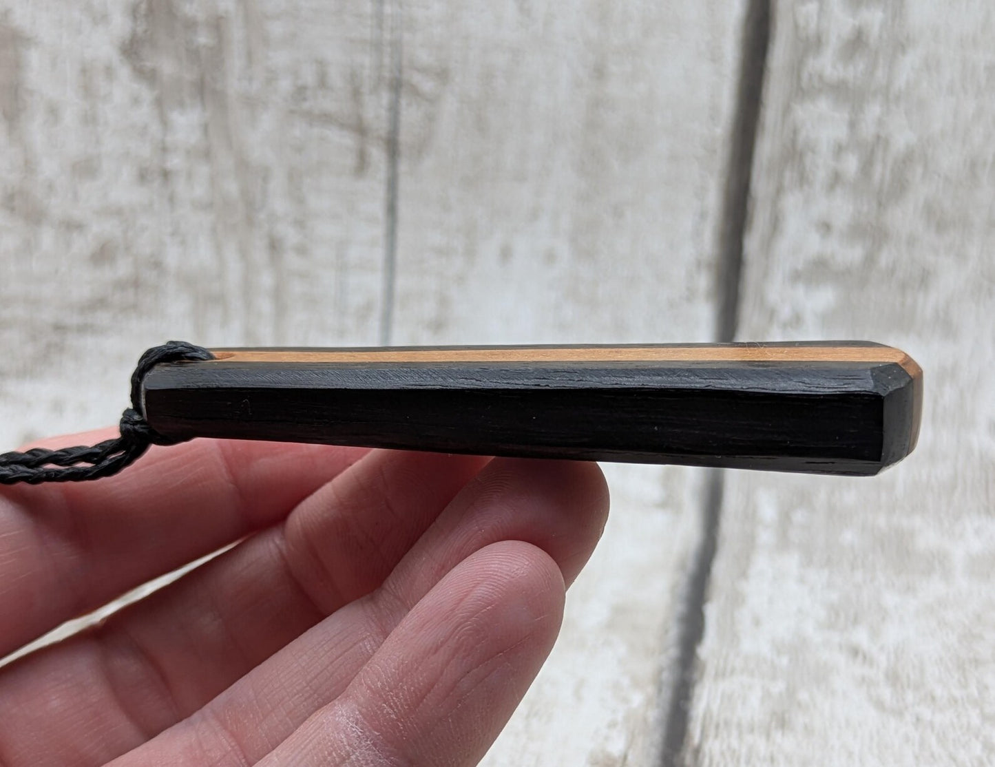 Fenland bog oak and swamp Kauri roimata teardrop pendant.