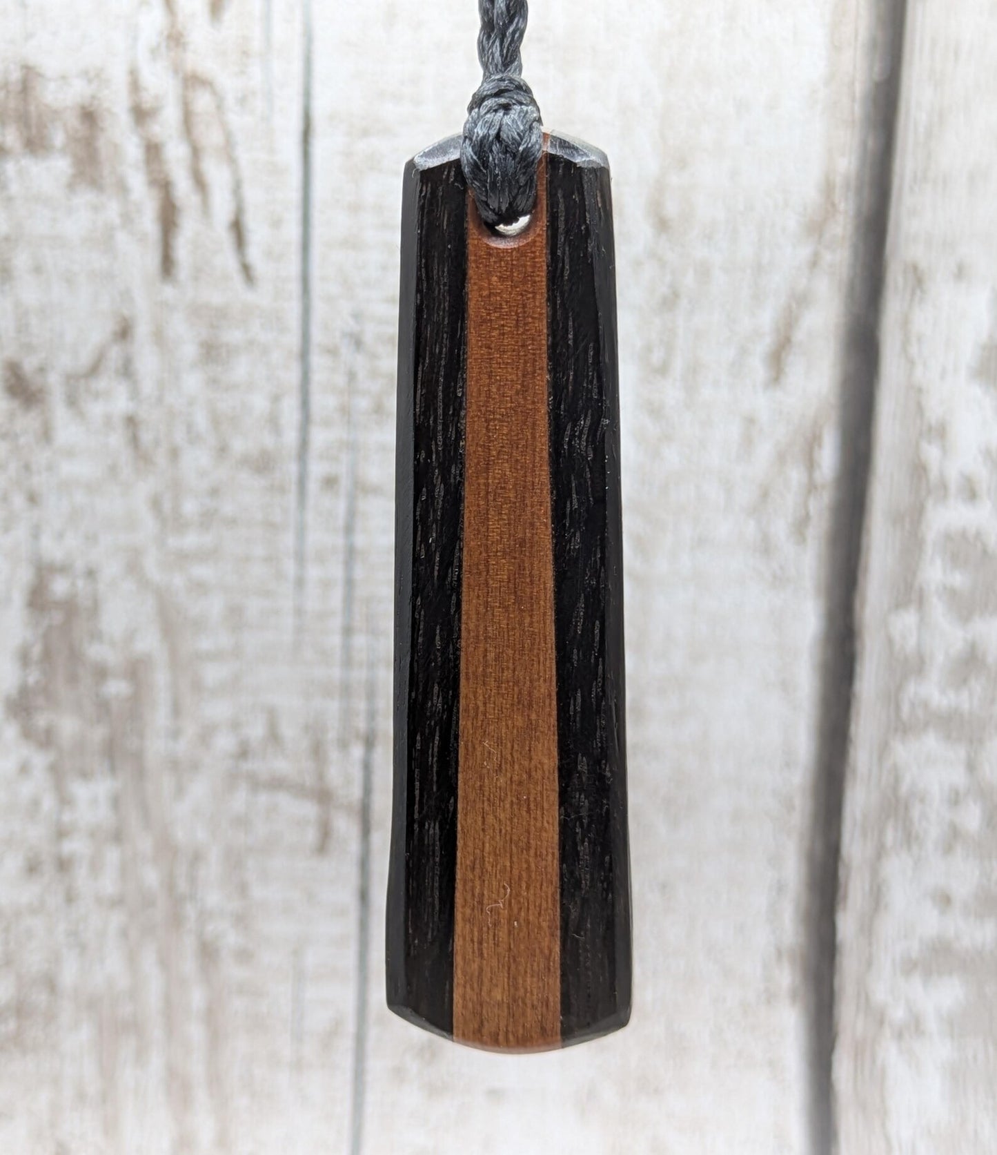 Fenland bog oak and swamp Kauri roimata teardrop pendant.
