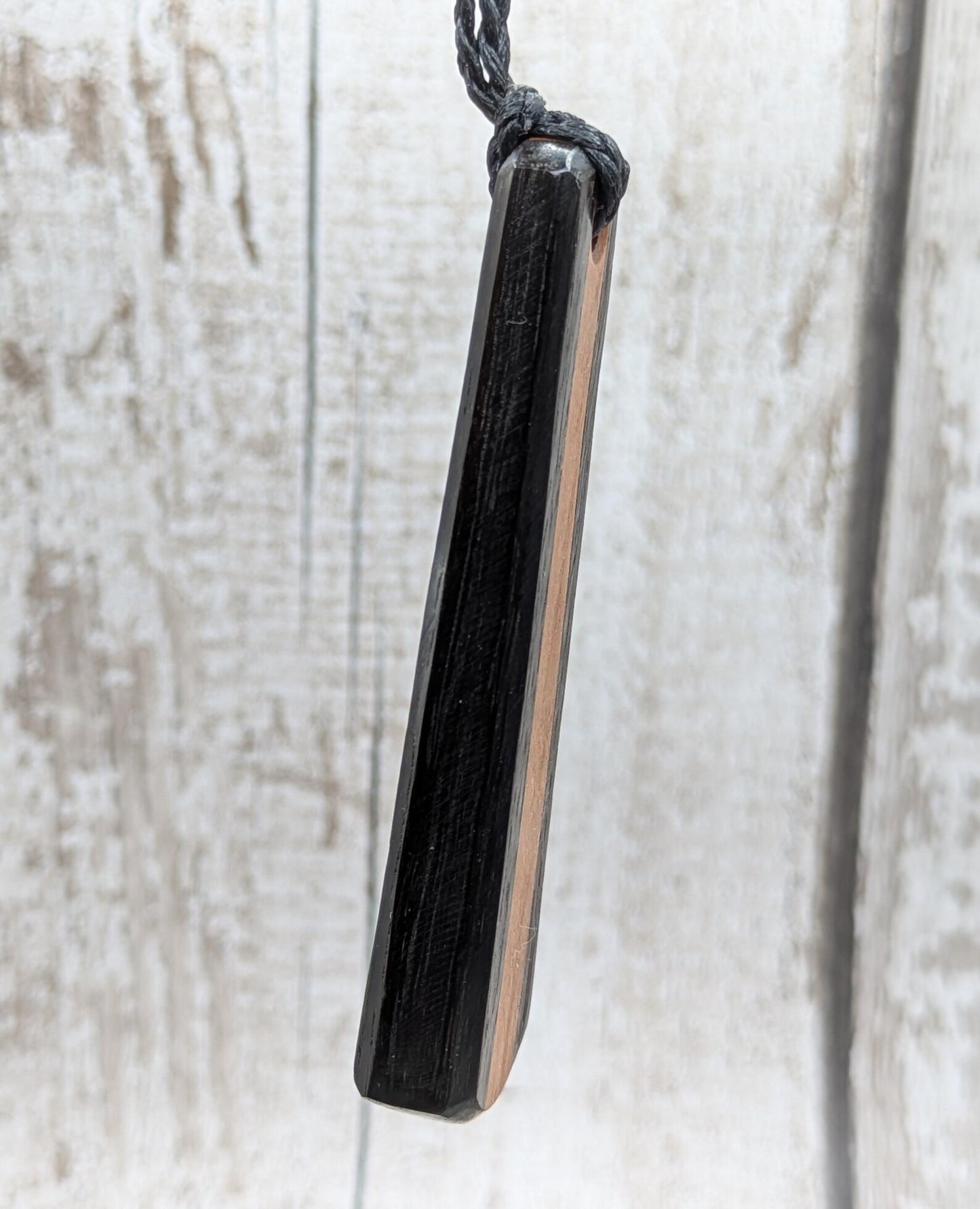 Fenland bog oak and swamp Kauri roimata teardrop pendant.